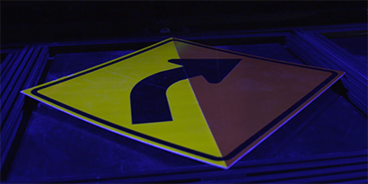 Fluorescent technology sign
