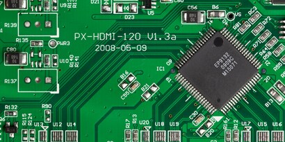 A green motherboard for a consumer electronic that shows heat resistance for 3M's eBonding solutions.
