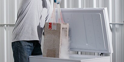 :  Tape used to pull a cinder block, showing that tape can be used in extreme conditions.
