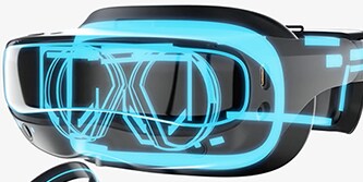 Hình ảnh tai nghe AR/VR với các thành phần bên trong được làm nổi bật.
