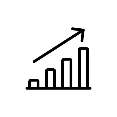icon of a bar graph with an arrow going up
