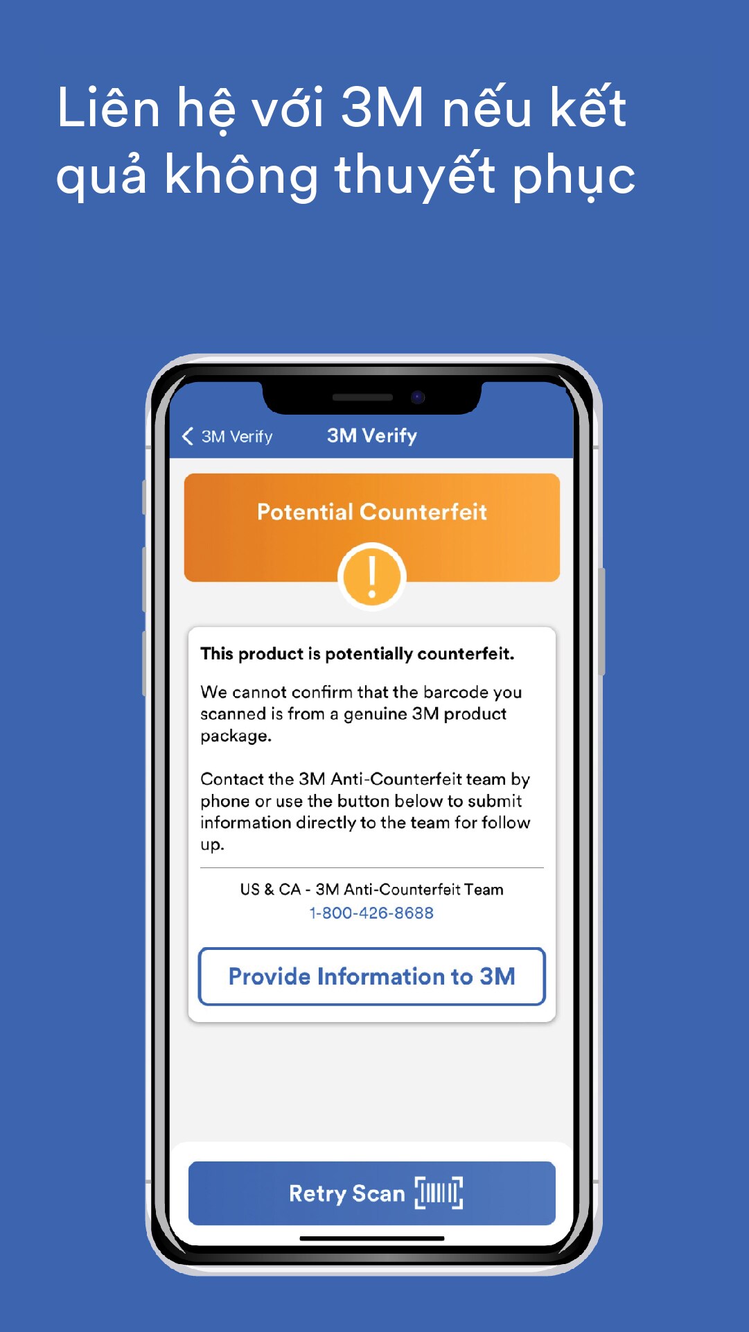 Ảnh chụp màn hình 3M Verify - Liên hệ

