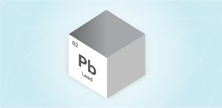 Hình ảnh khối lập phương 3D đại diện cho nguyên tố Chì (Pb) có số nguyên tử 82
