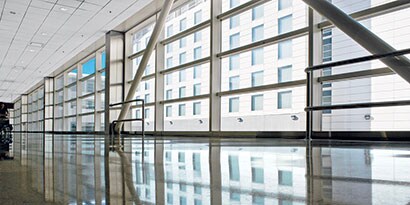 A large glass window in a building
