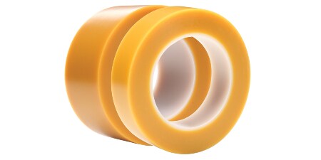 Hình ảnh của hai cuộn băng keo mạ điện/mạ anod 3M™ 484 với các chiều rộng khác nhau.
