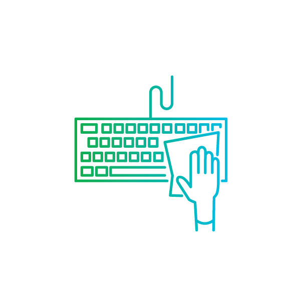 icon of of hand wiping down a keyboard