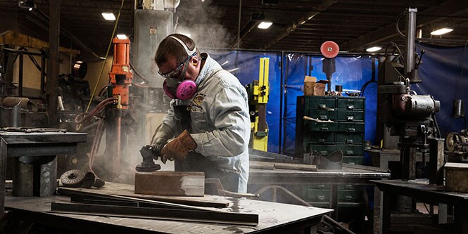 image of person wearing respirator
