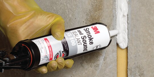 3M™ Smoke and Sound Sealant SS 100 being applied to a wall joint
