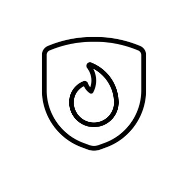 icon of a shield with a flame inside

