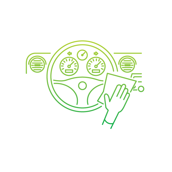 icon of hand wiping down steering wheel