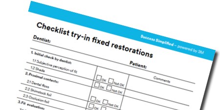 Checklist try-in fixed restorations
