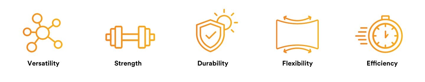 A set of icons featuring the benefits of Adhesive Sealants
