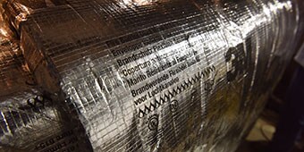 An installation of 3M™ Fire Barrier Duct Wrap 615+ 
