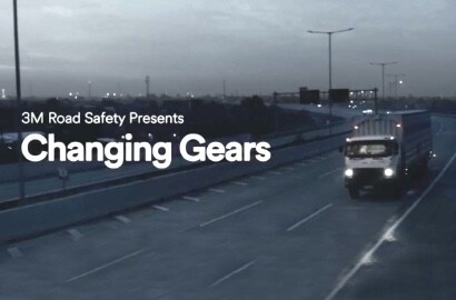 A truck driving on a road.