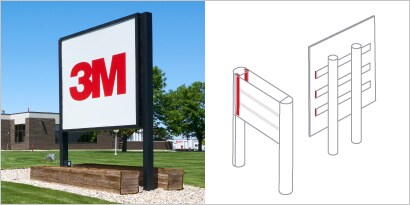 lắp ráp biển hiệu cột và tấm bằng băng keo 3M™ VHB™ 
