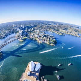 aerial view of bay