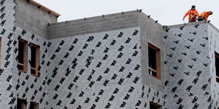 Image of a Non Vapor permeable Air barrier on the exterior of a building
