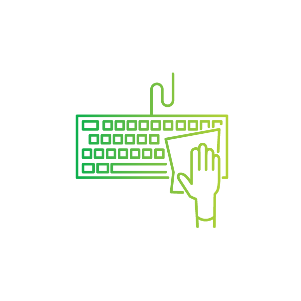 icon of person wiping down keyboard