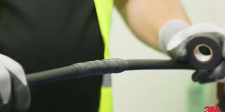Demonstration of 3M Mastic Tape self-healing technology on a puncture

