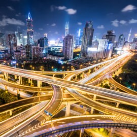 city skyline at night