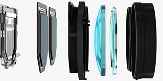 Hình phân rã thấu kính và quang học của tai nghe VR/AR.
