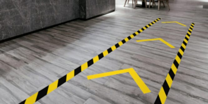 Băng dính dán sàn giúp phân cách các khu vực chức năng
