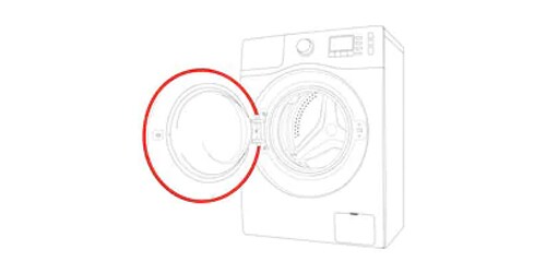 Hình minh họa máy giặt cửa trước hiện đại với điểm nhấn là cửa

